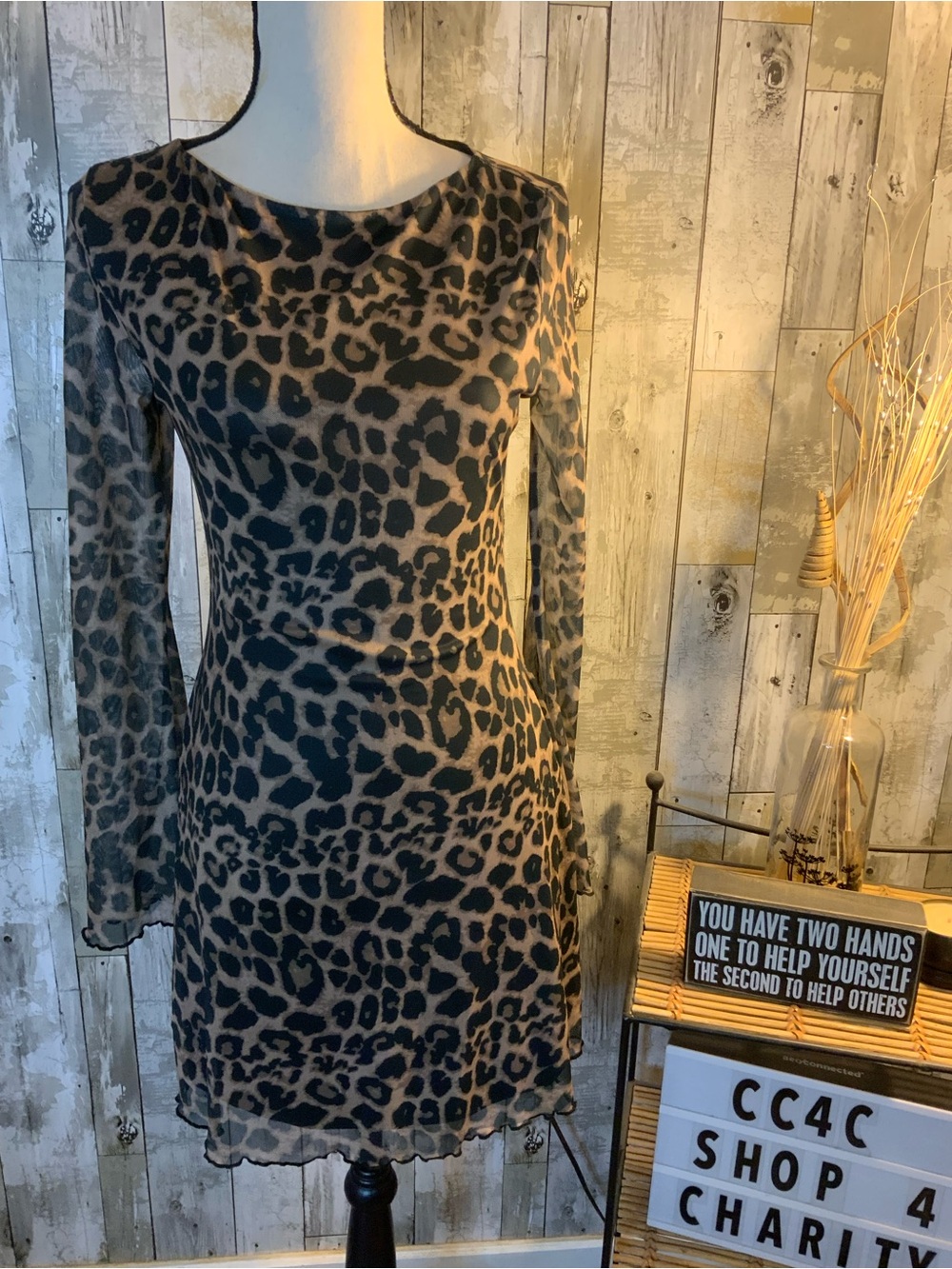 Unk Leopard-Print Long Sleeve Sheath Dress - Brown/Black